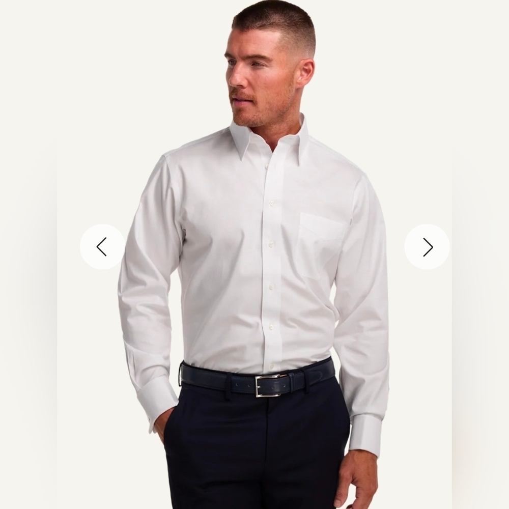Paul Fredrick Cotton Pinpoint Solid Point Collar French Cuff Dress Shirt